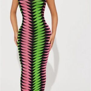 Stylish Pink and Green Women's Dress